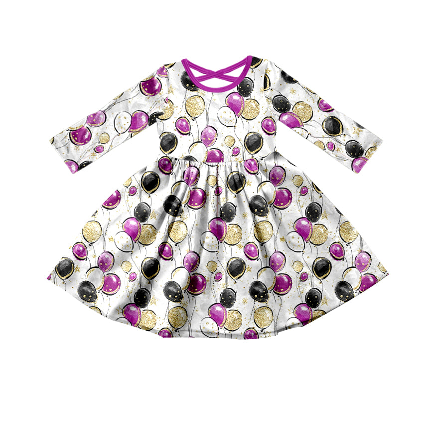 (Pre-order) GLD0415 Happy New Year balloon Girls Knee Length Dress