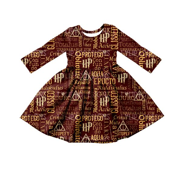 (Pre-order) GLD0418 Magic Movie Design Print Girls Knee Length Dress