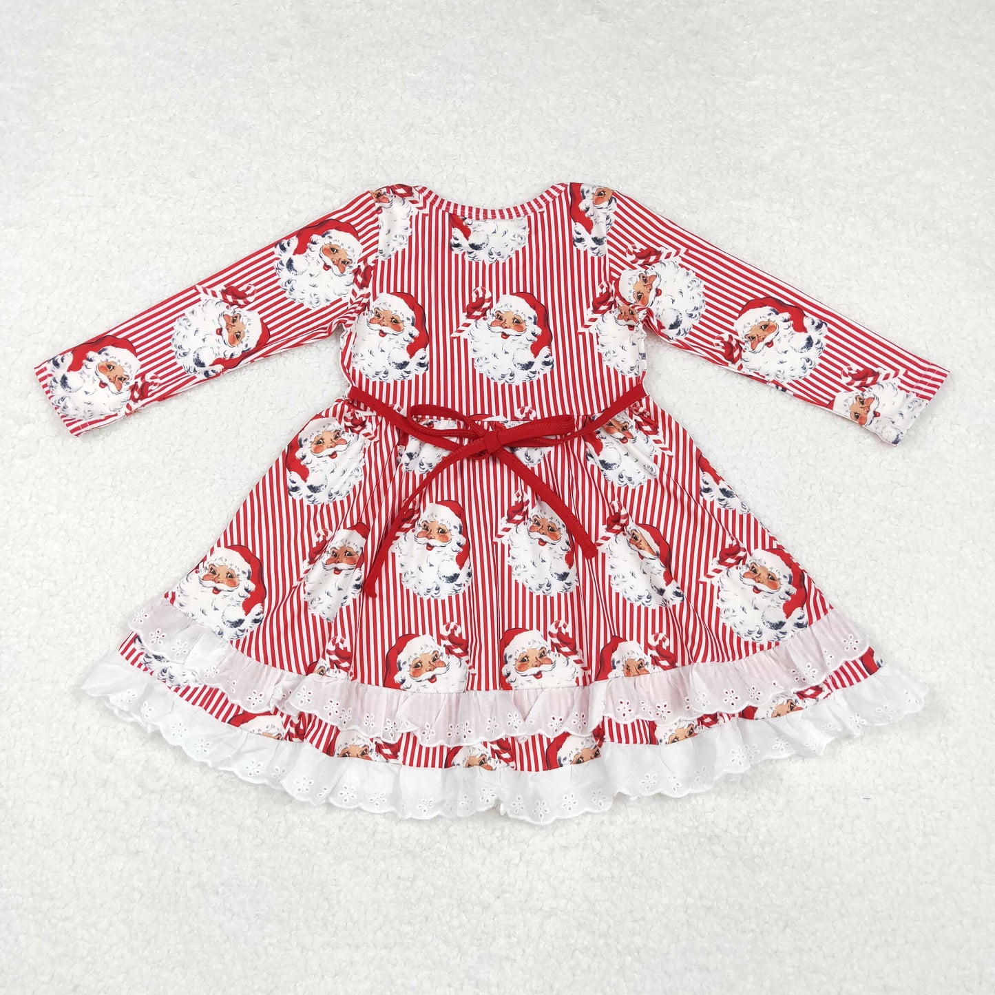 Santa Red Stripes Print Family Christmas Pajamas Matching Clothes