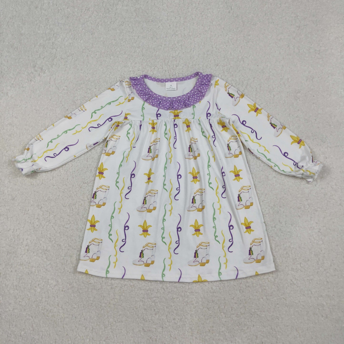 Anchor Boots Purple Dots Print Girls Mardi Gras Clothes Sisters Matching Wear
