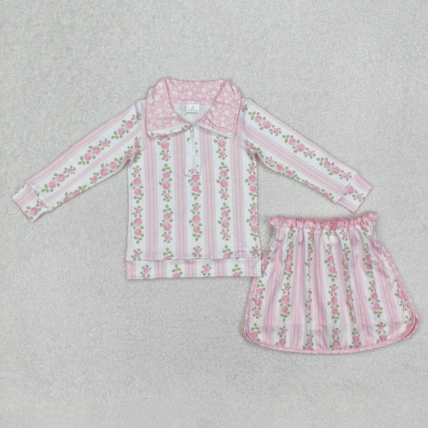 7 Colors Flowers Long Sleeve Zip Top Skirts Shorts Girls Sports Clothes Set Sisters Wear