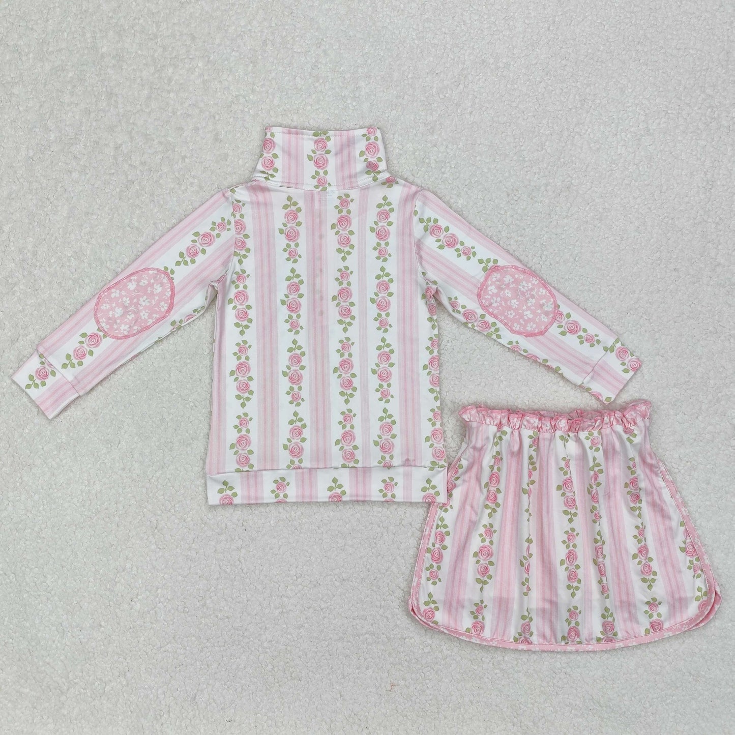 7 Colors Flowers Long Sleeve Zip Top Skirts Shorts Girls Sports Clothes Set Sisters Wear