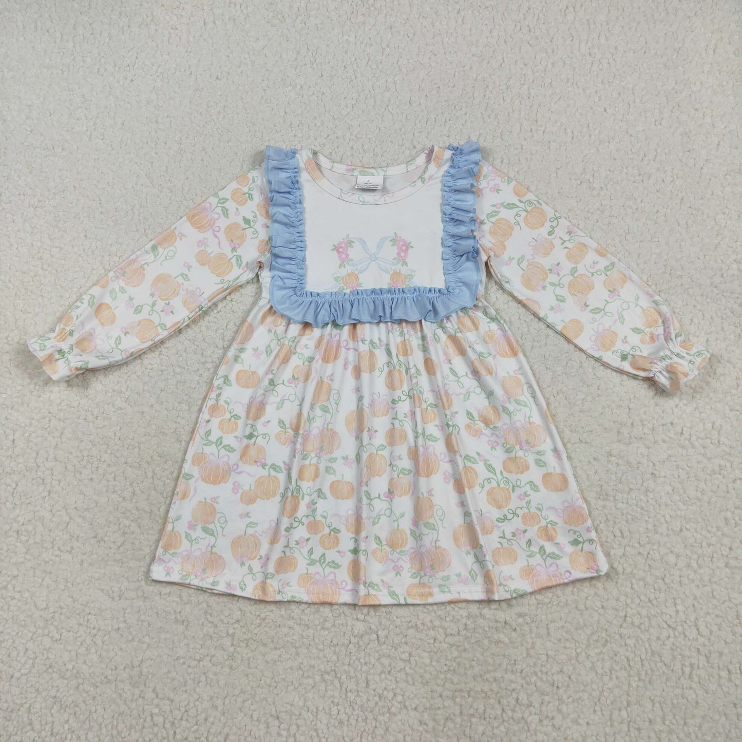 Pumpkin Flowers Print Girls Fall Clothes Sisters Matching Wear
