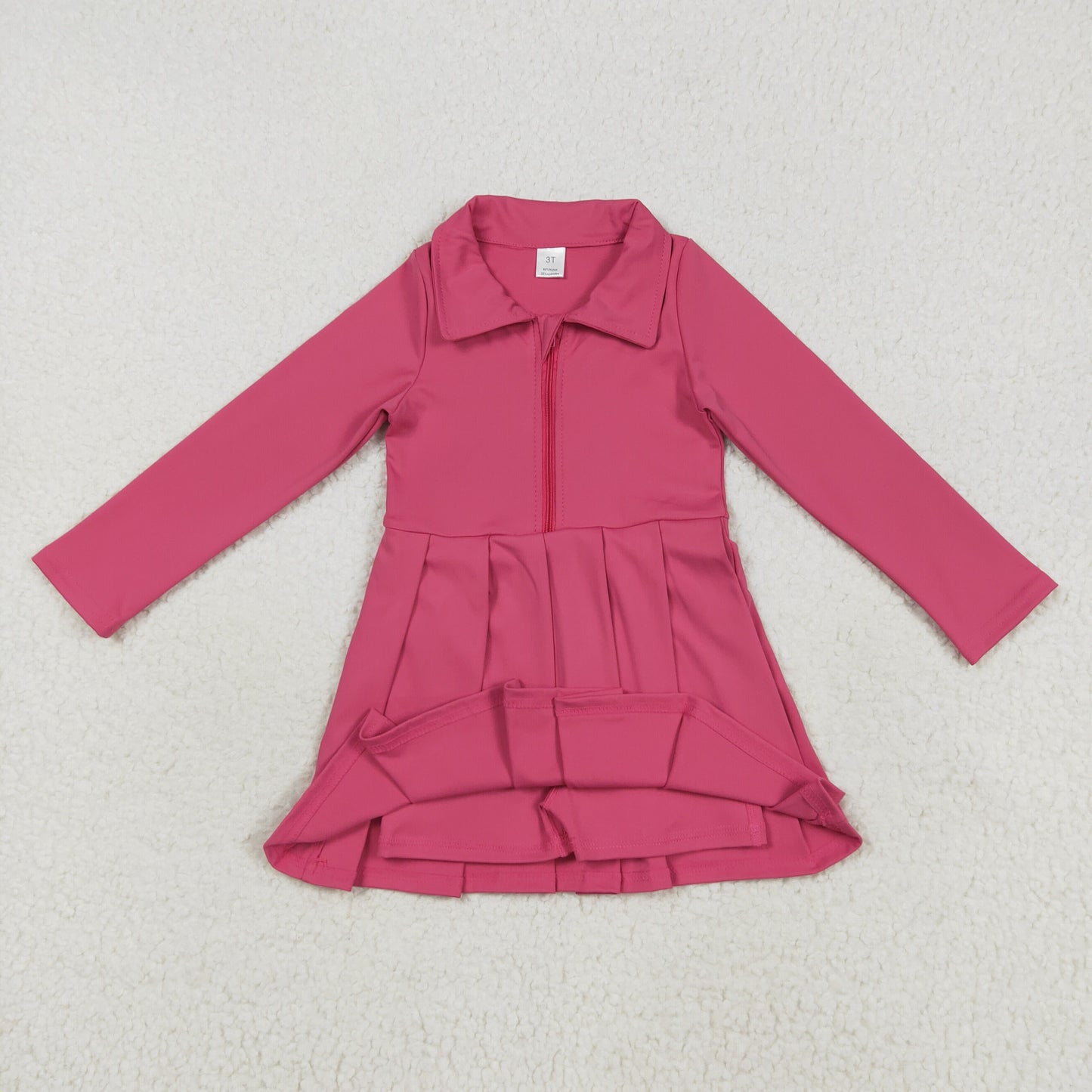 8 Colors Girls Long Sleeve Zipper Knee Length Yoga Dress Sisters Wear