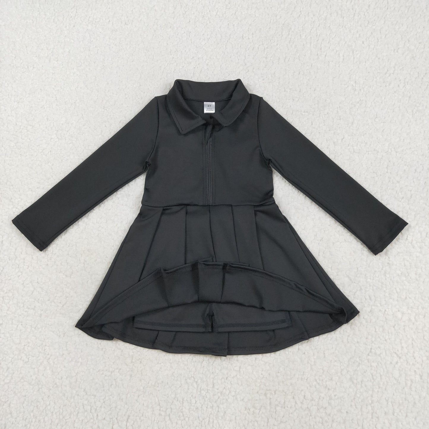 8 Colors Girls Long Sleeve Zipper Knee Length Yoga Dress Sisters Wear