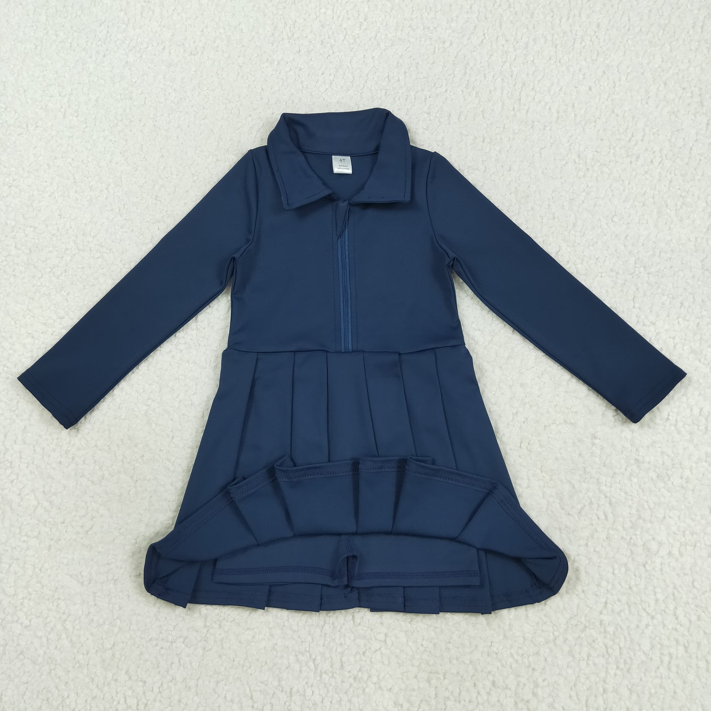 8 Colors Girls Long Sleeve Zipper Knee Length Yoga Dress Sisters Wear