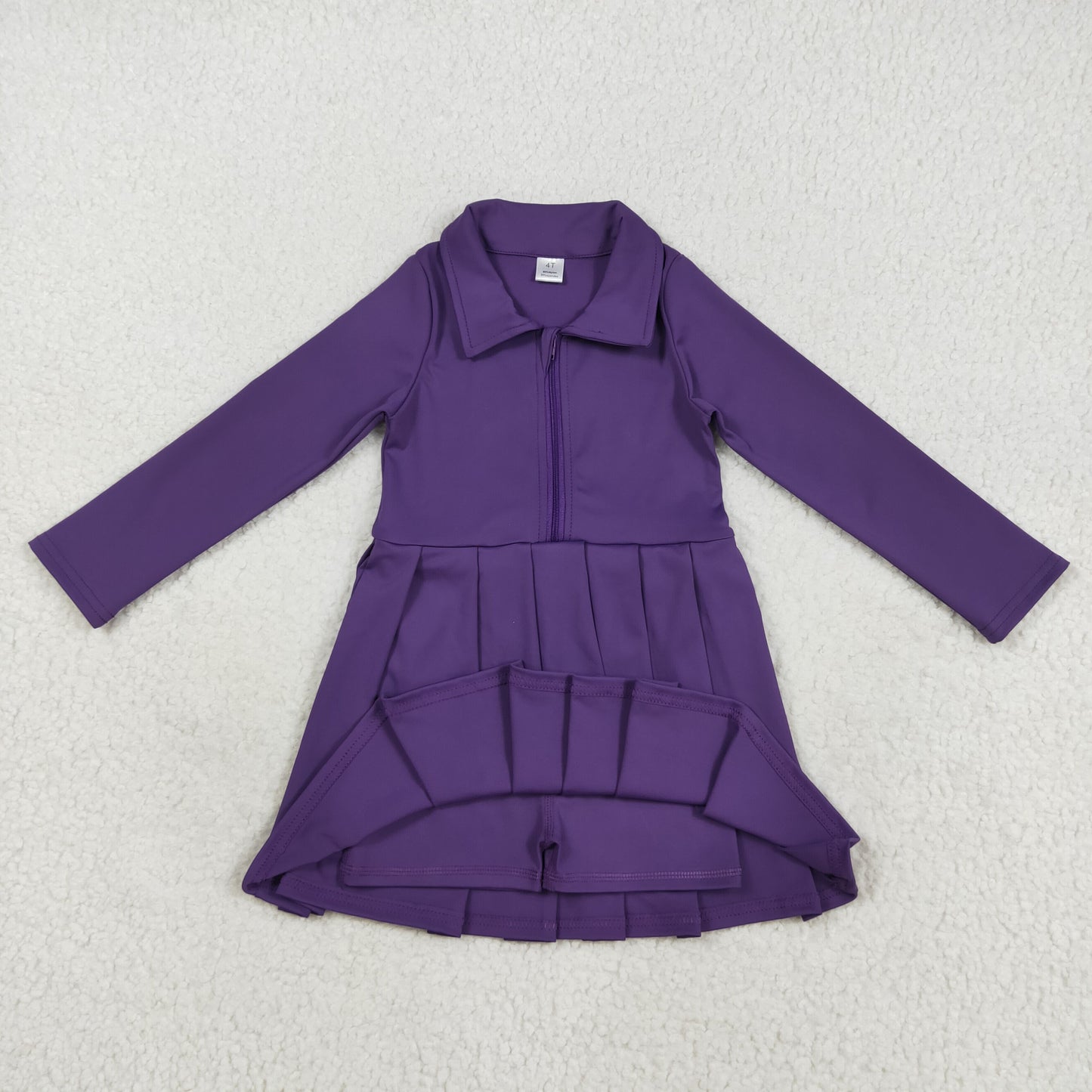 8 Colors Girls Long Sleeve Zipper Knee Length Yoga Dress Sisters Wear