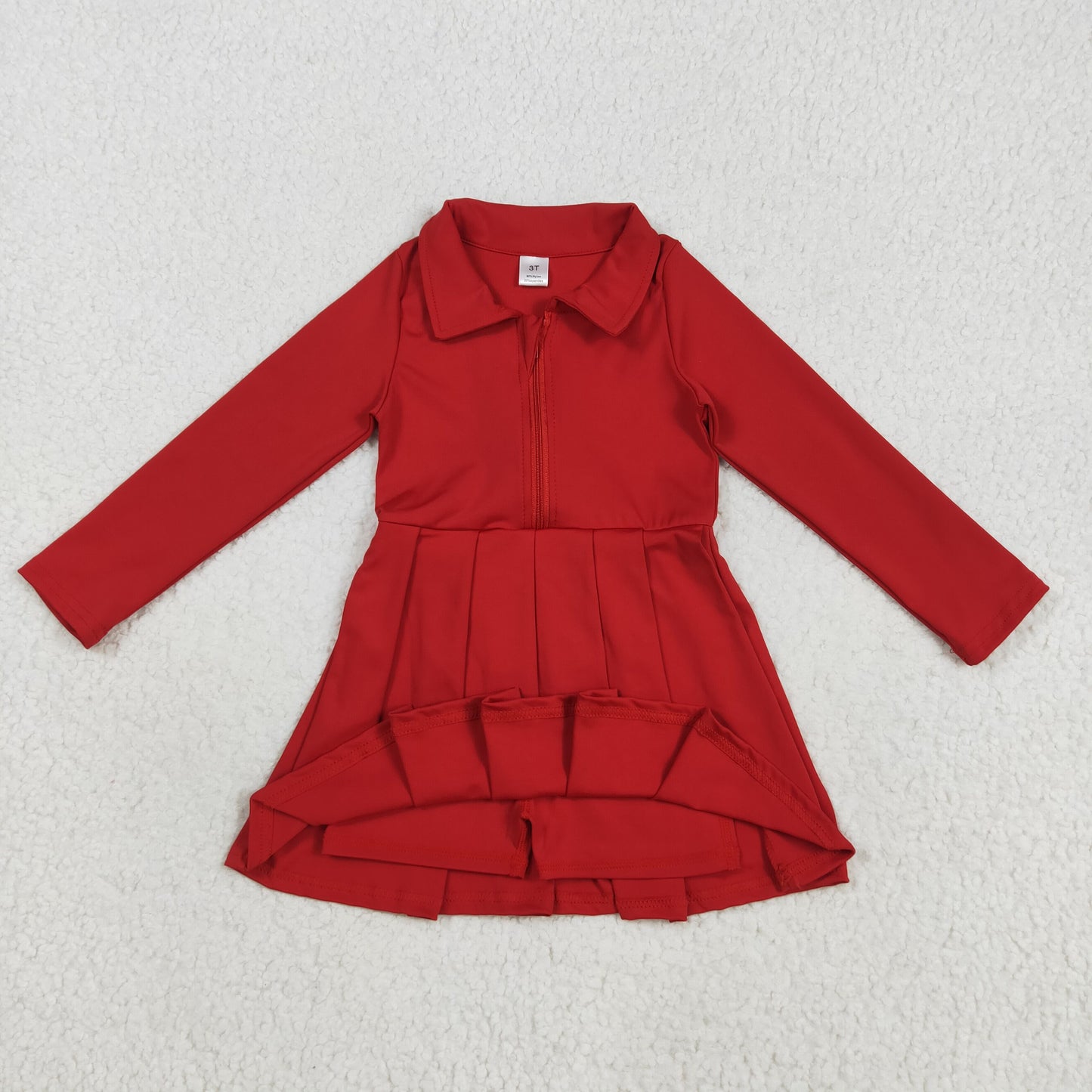 8 Colors Girls Long Sleeve Zipper Knee Length Yoga Dress Sisters Wear
