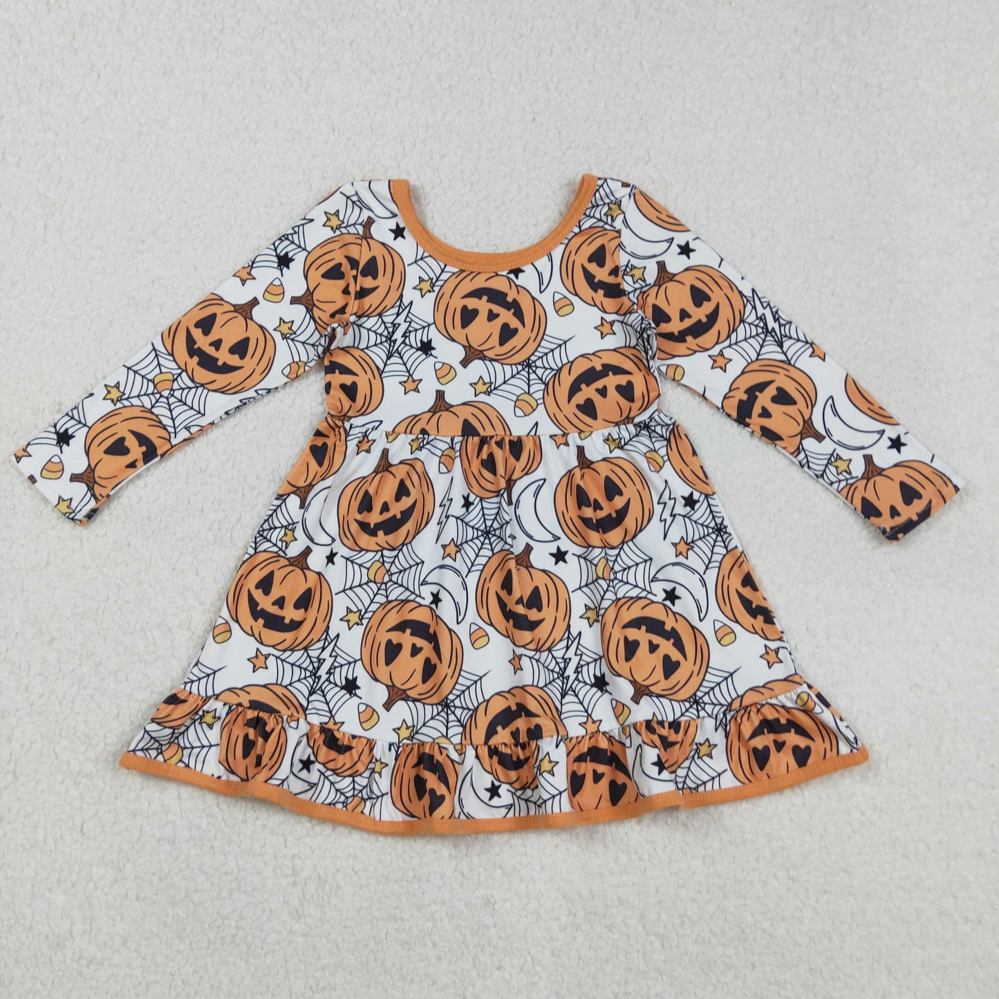 Pumpkin Candy Web Print Kids Halloween Clothes Sibling Matching Wear