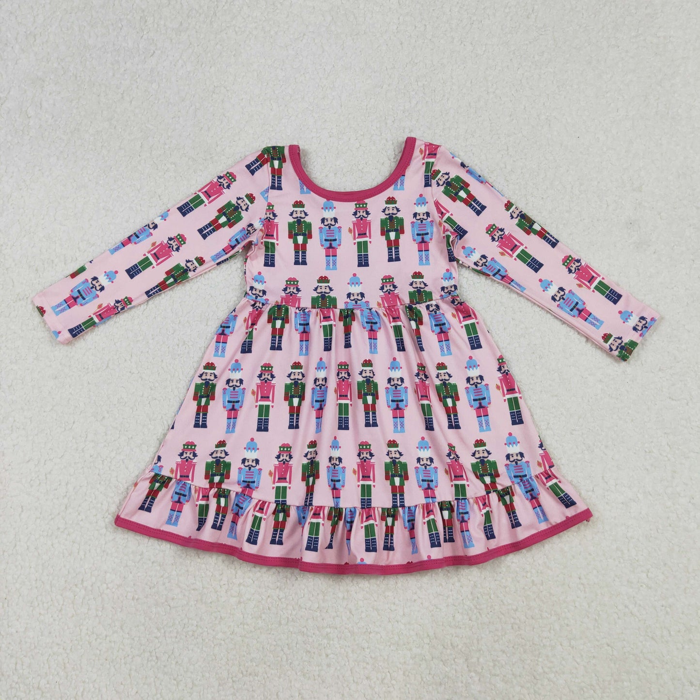 GLD1280 Nutcracke* Soldier Print Girls Christmas Knee Length Dress