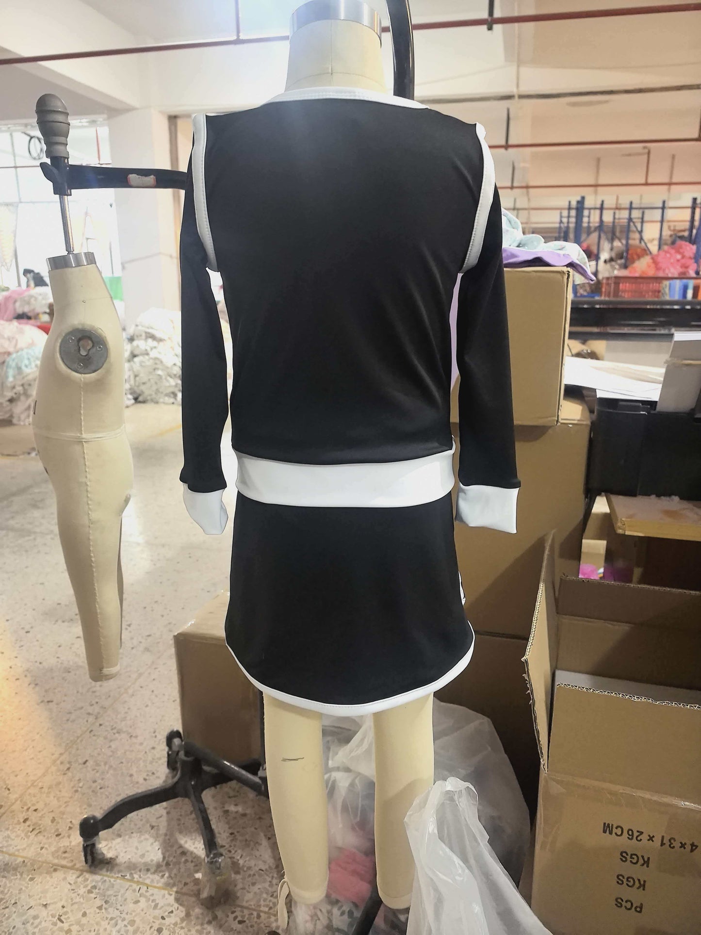 GLD1481 Black Long Sleeve Top Skirts Shorts Girls Yoga Clothes Set