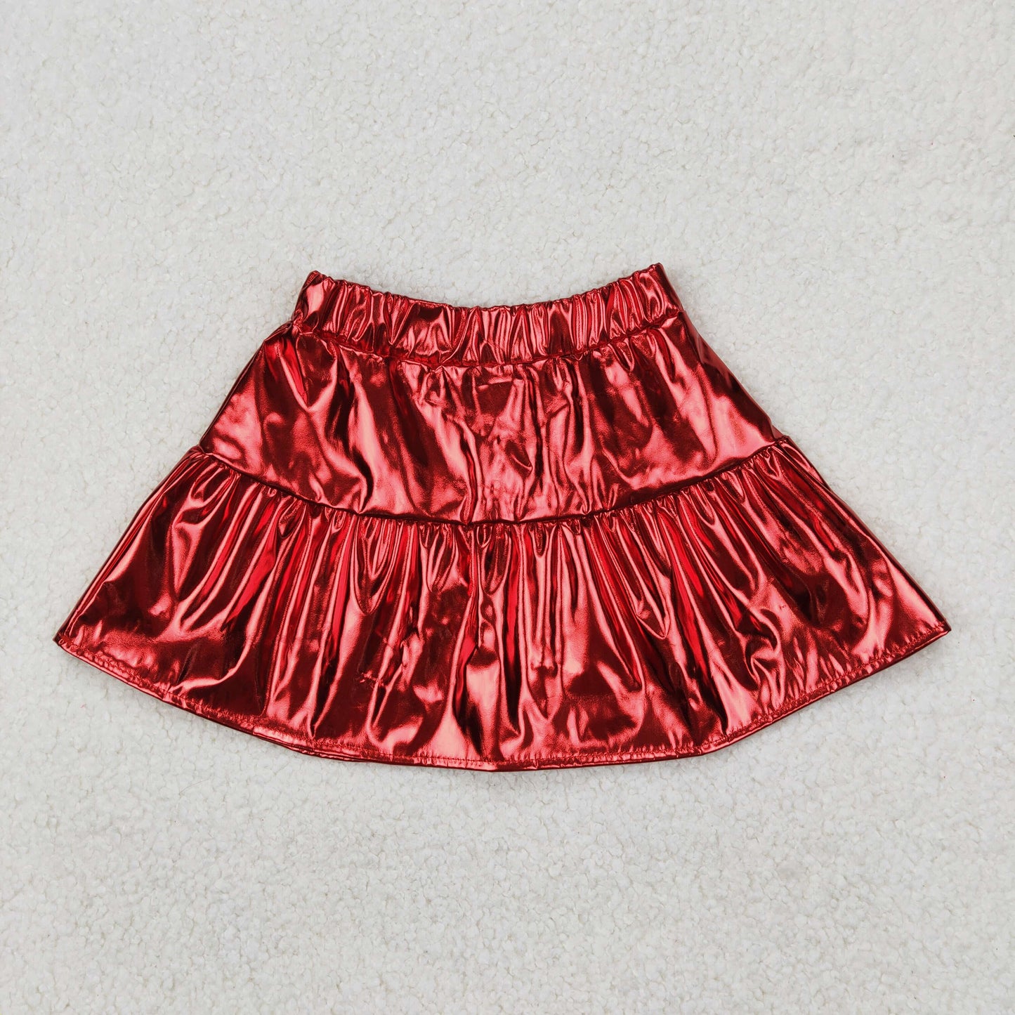 GLK0041 Red Pleather Elastic Girls Summer Bottom Skirts