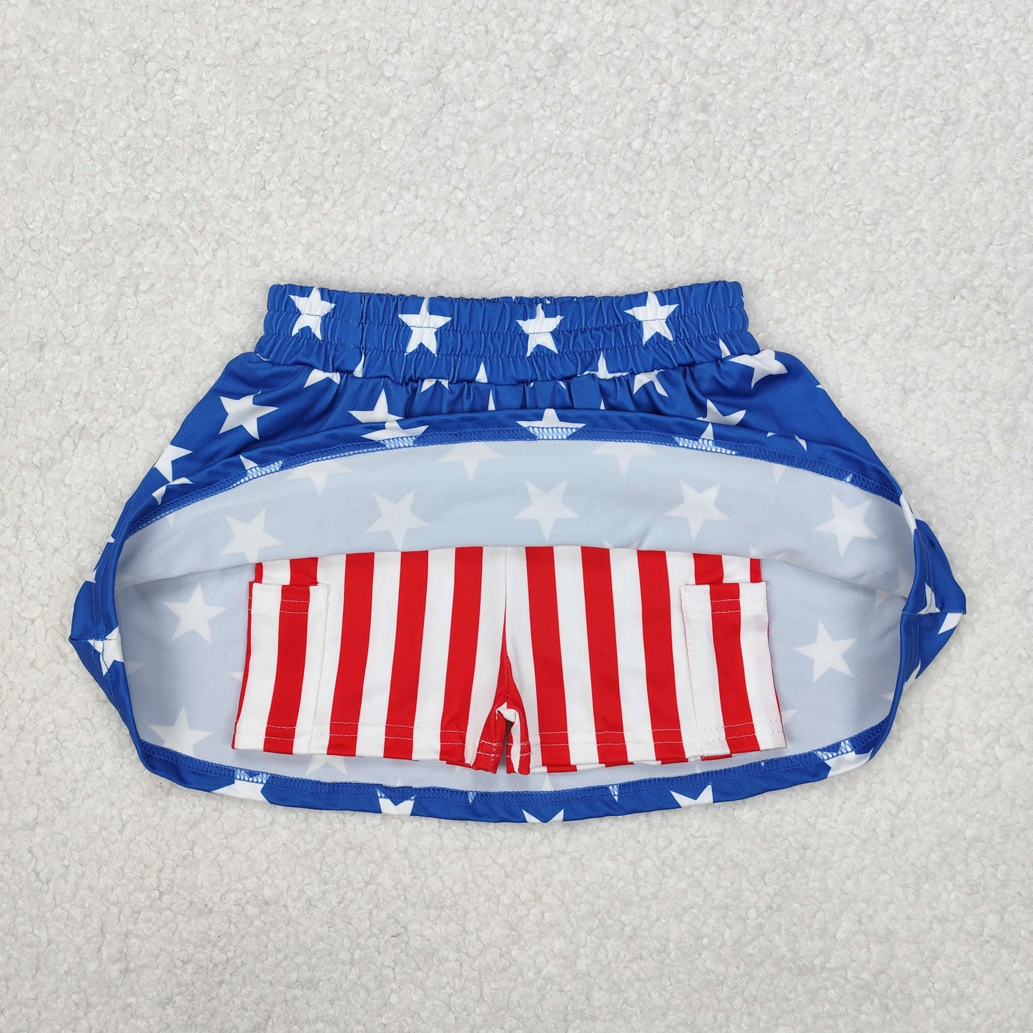 GLK0051 Red Stripes Stars Print Girls 4th of July Bottom Skirts Shorts