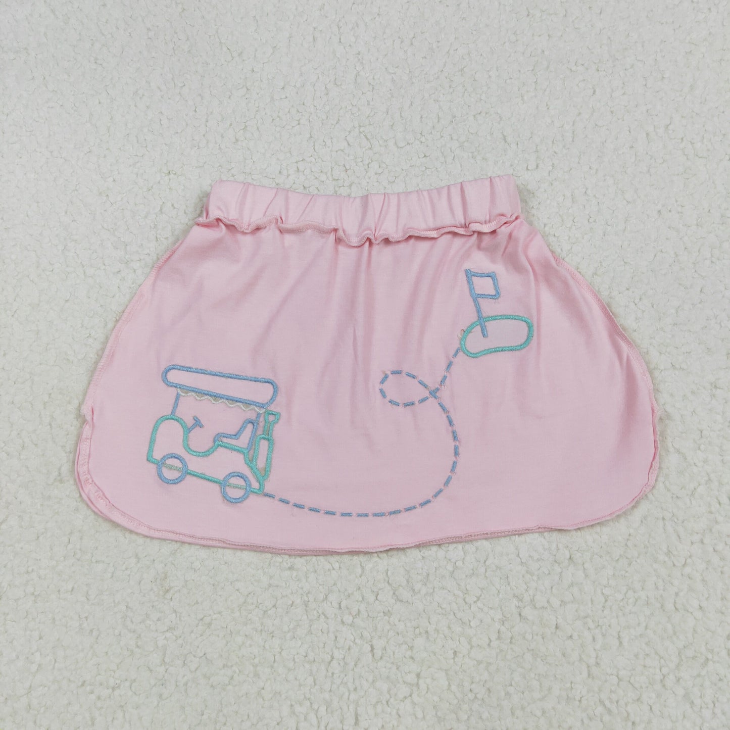 GLK0071 Golf Trucks Embroidery Pink Girls Summer Bottom Skirts
