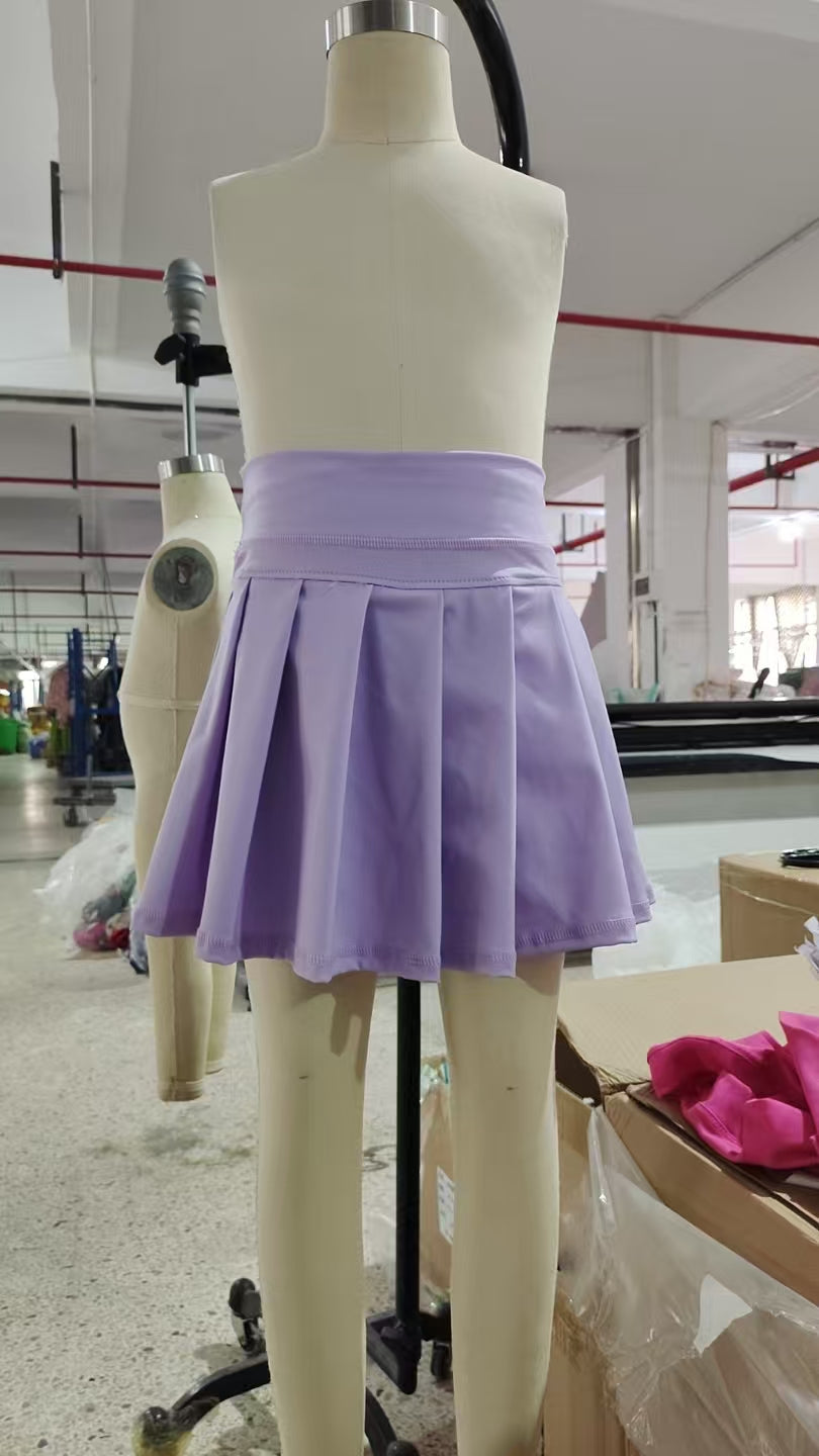GLK0085 Lavender Ruffle Girls Summer Bottom Yoga Skirts Shorts