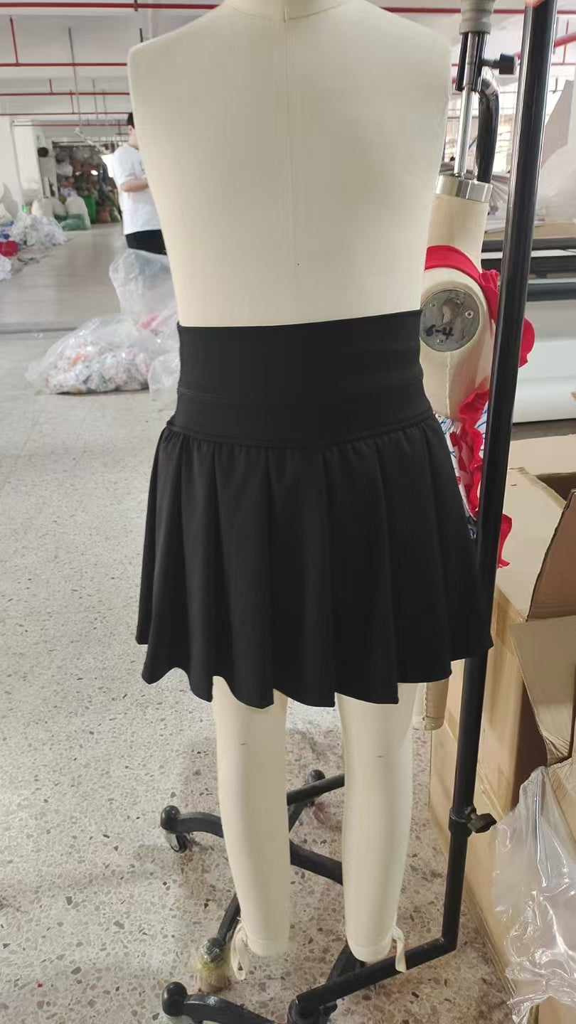 GLK0087 Black Ruffle Girls Summer Bottom Yoga Skirts Shorts