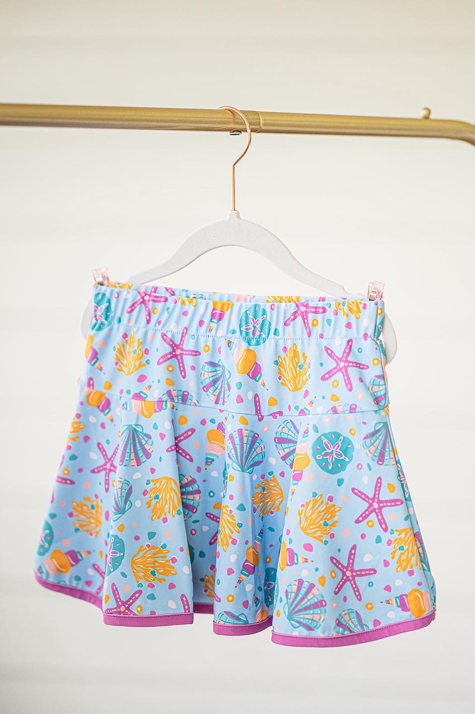 (Pre-order)GLK0096 Shell Print Girls Summer Bottom Shorts Skirts