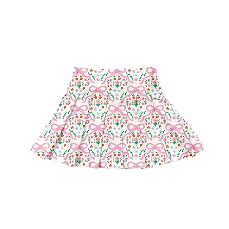 (Pre-order)GLK0112 Small Flowers Bows Girls Summer Bottom Yoga Skirts