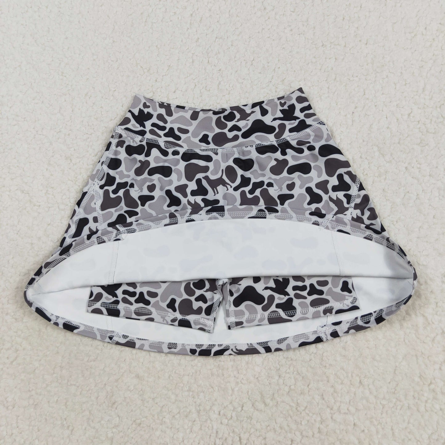 GLK0127 Duck Dog Grey Camo Girls Summer Bottom Yoga Skirts