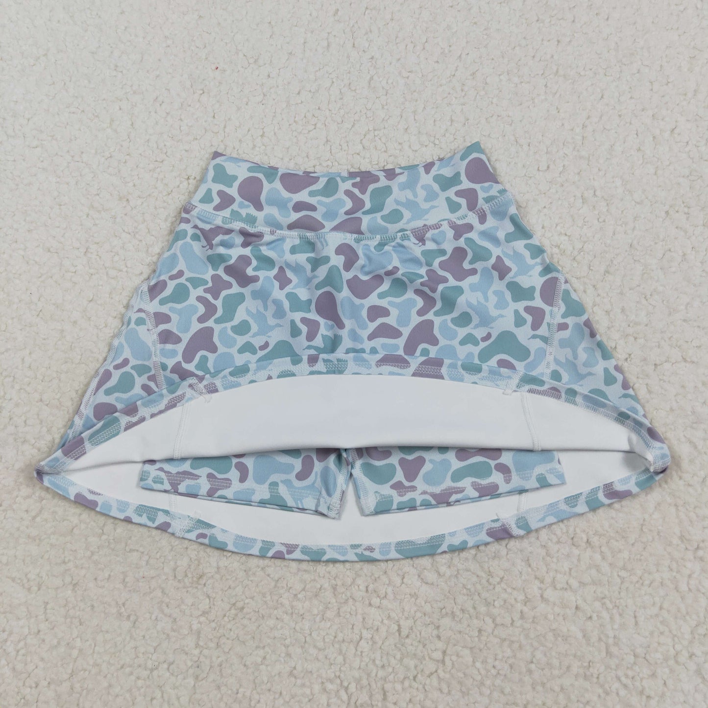 GLK0128 Blue Purple Camo Girls Summer Bottom Yoga Skirts