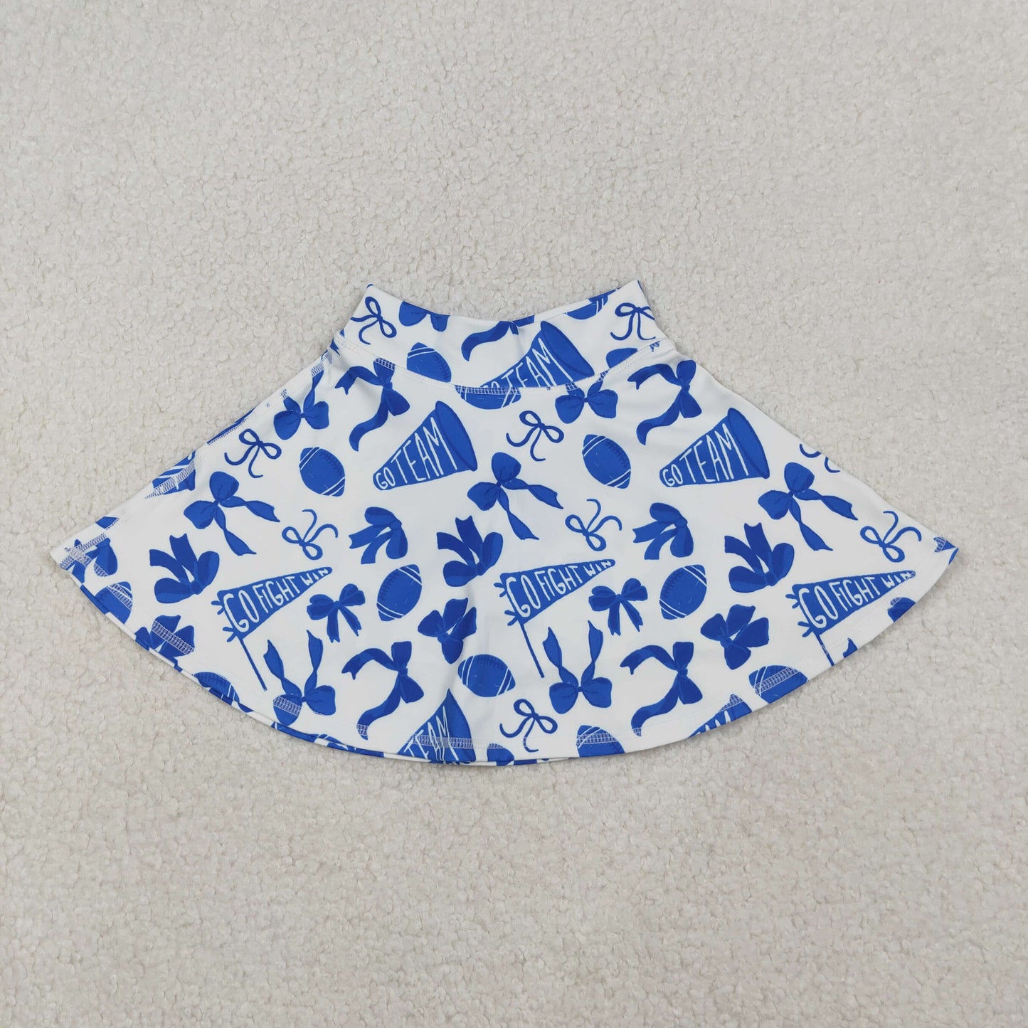 GLK0138 Go Team Cheer Bows Blue Girls Summer Bottom Yoga Skirts