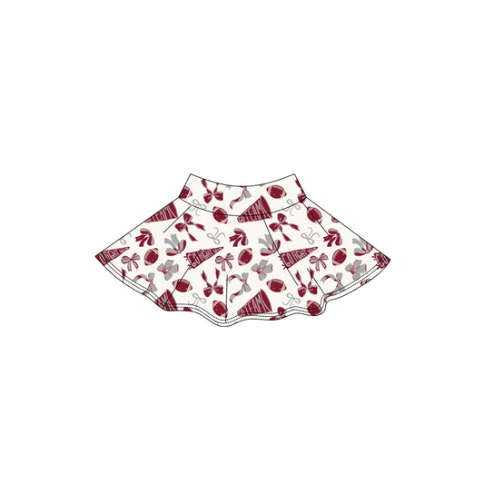 (Pre-order)GLK0139 Go Team Cheer Bows Wine Girls Summer Bottom Yoga Skirts