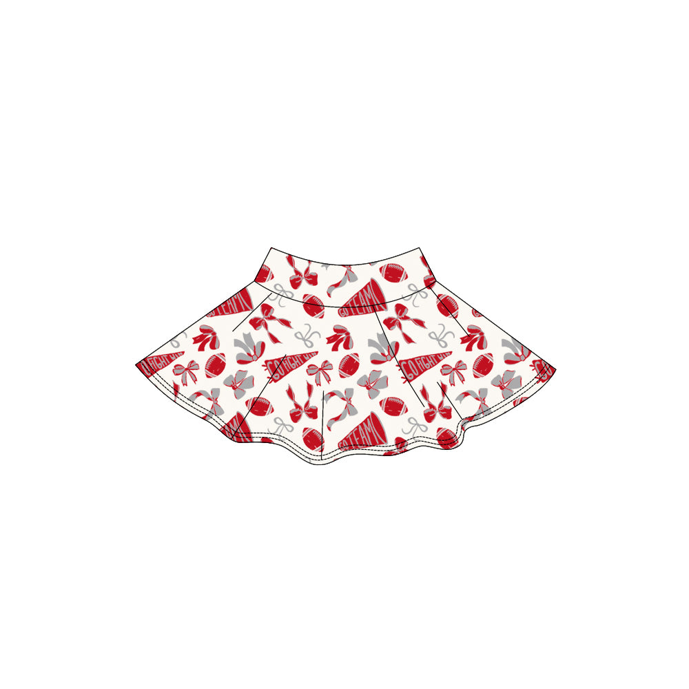 (Pre-order)GLK0141 Go Team Cheer Bows Red Girls Summer Bottom Yoga Skirts