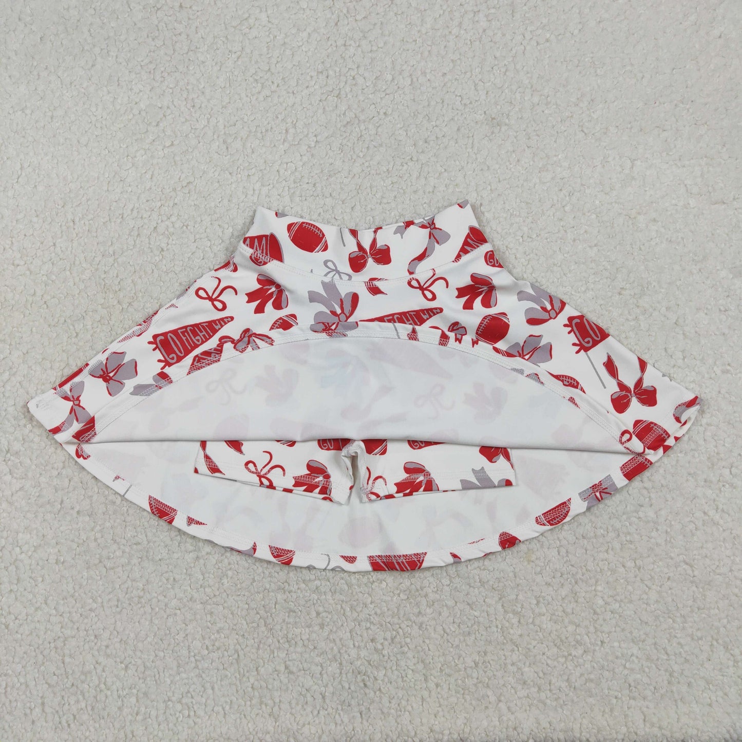 GLK0141 Go Team Cheer Bows Red Girls Summer Bottom Yoga Skirts