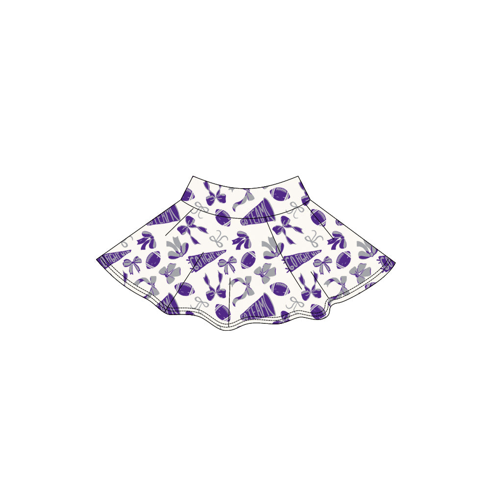 (Pre-order)GLK0142 Go Team Cheer Bows Purple Girls Summer Bottom Yoga Skirts