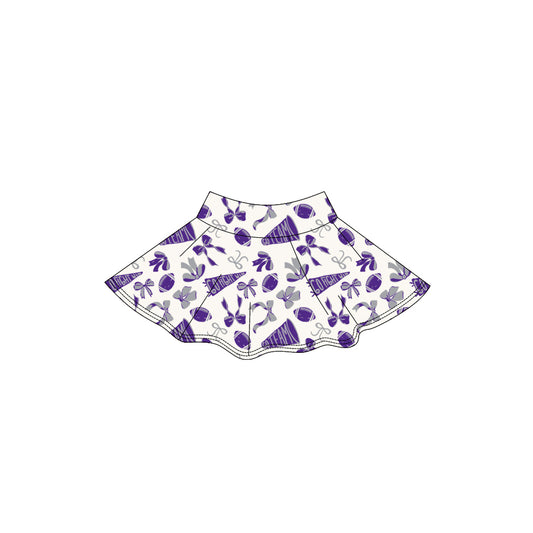 (Pre-order)GLK0142 Go Team Cheer Bows Purple Girls Summer Bottom Yoga Skirts