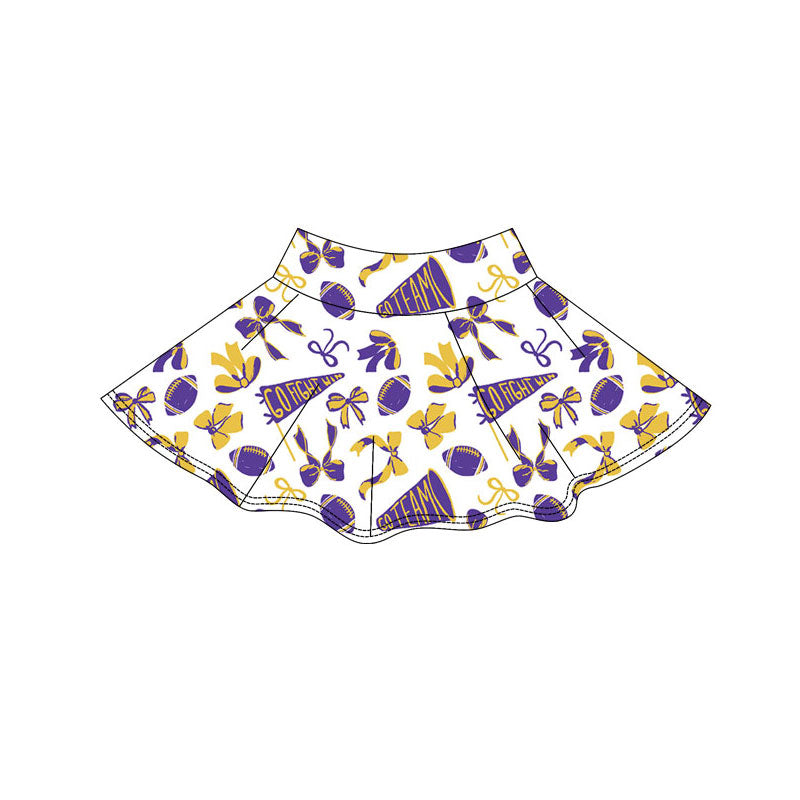 (Pre-order)GLK0147 Go Team Bows Cheer Purple Girls Summer Bottom Yoga Skirts