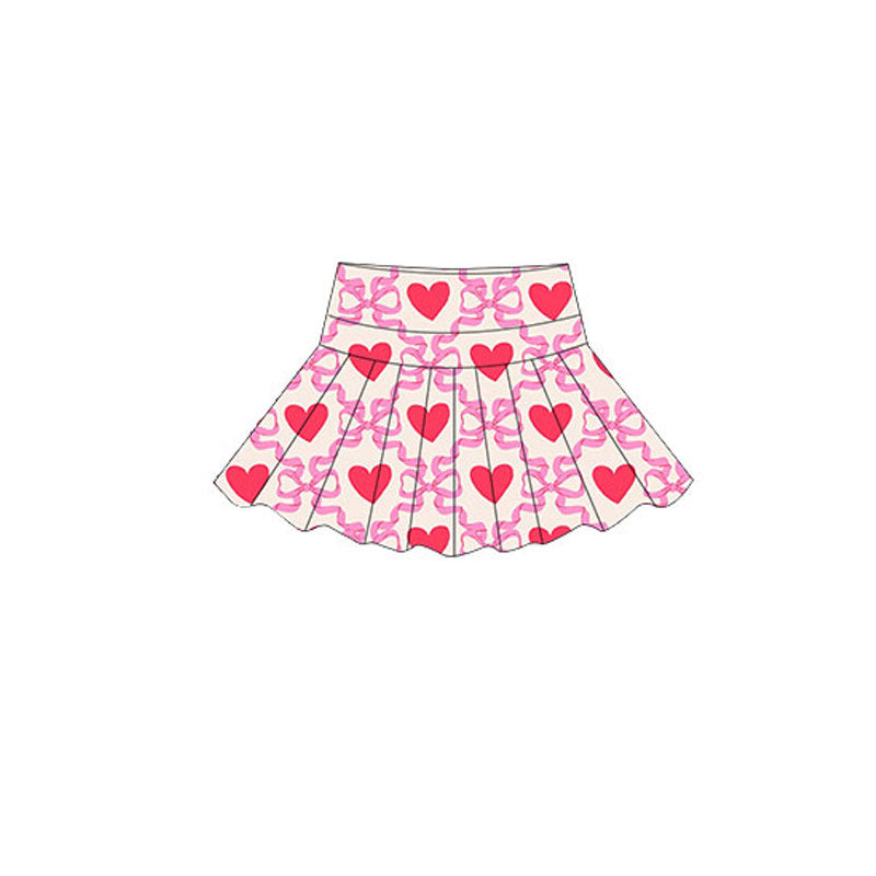 (Pre-order)GLK0152 Heart Bows Print Girls Valentine's Day Bottom Yoga Skirts