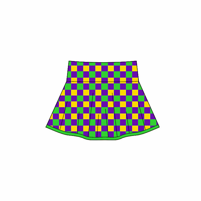 (Pre-order)GLK0159 Plaid Print Girls Mardi Gras Bottom Yoga Skirts
