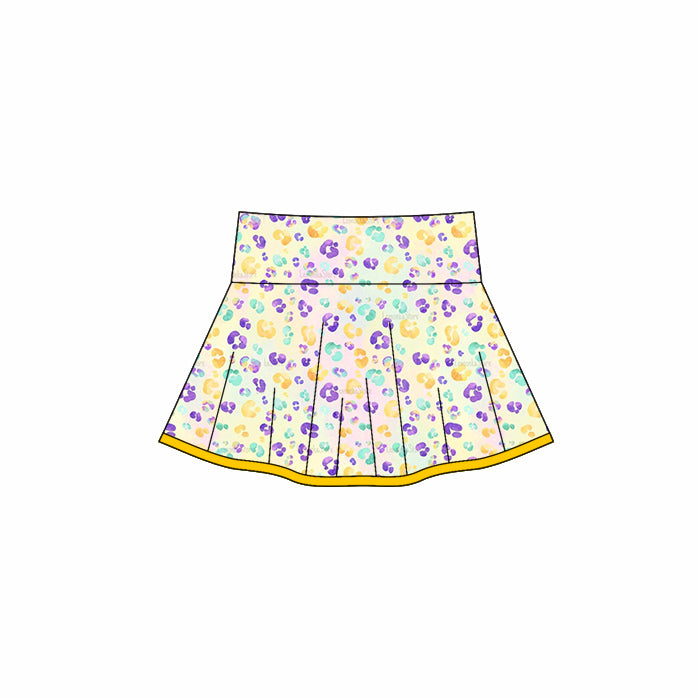 (Pre-order)GLK0162 Colorful Leopard Print Girls Mardi Gras Bottom Yoga Skirts