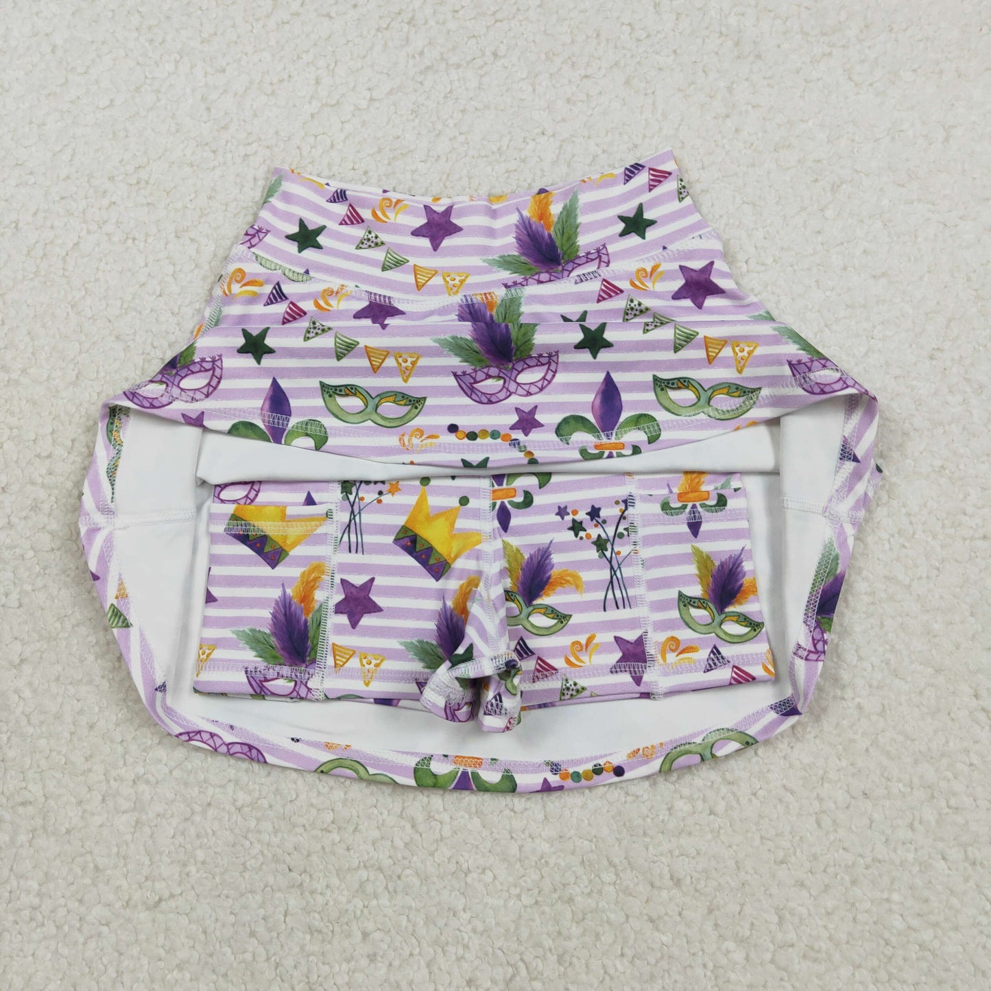 GLK0167 Anchor Mask Stars Print Girls Mardi Gras Bottom Yoga Skirts