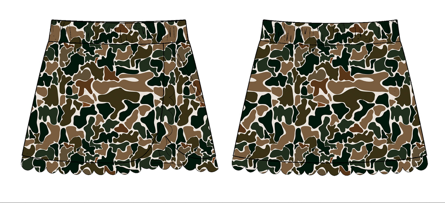 (Pre-order)GLK0175 Brown Camo Print Girls Summer Bottom Yoga Skirts