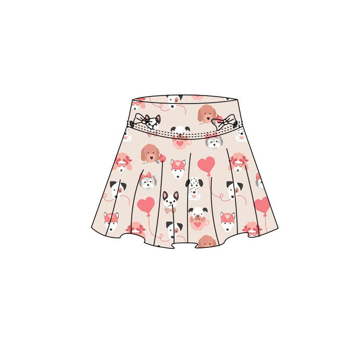 (Pre-order)GLK0184 Puppy Heart Print Girls Valentine's Day Bottom Yoga Skirts