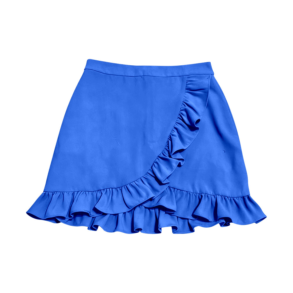 (Pre-order)GLK0224 Blue Color Ruffle Girls Summer Bottom Yoga Skirts