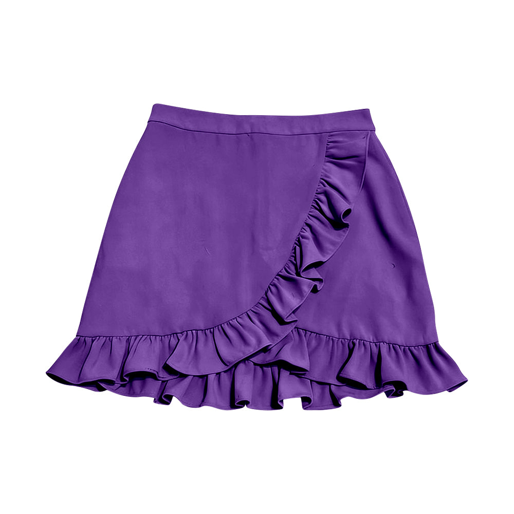 (Pre-order)GLK0229 Purple Color Ruffle Girls Summer Bottom Yoga Skirts