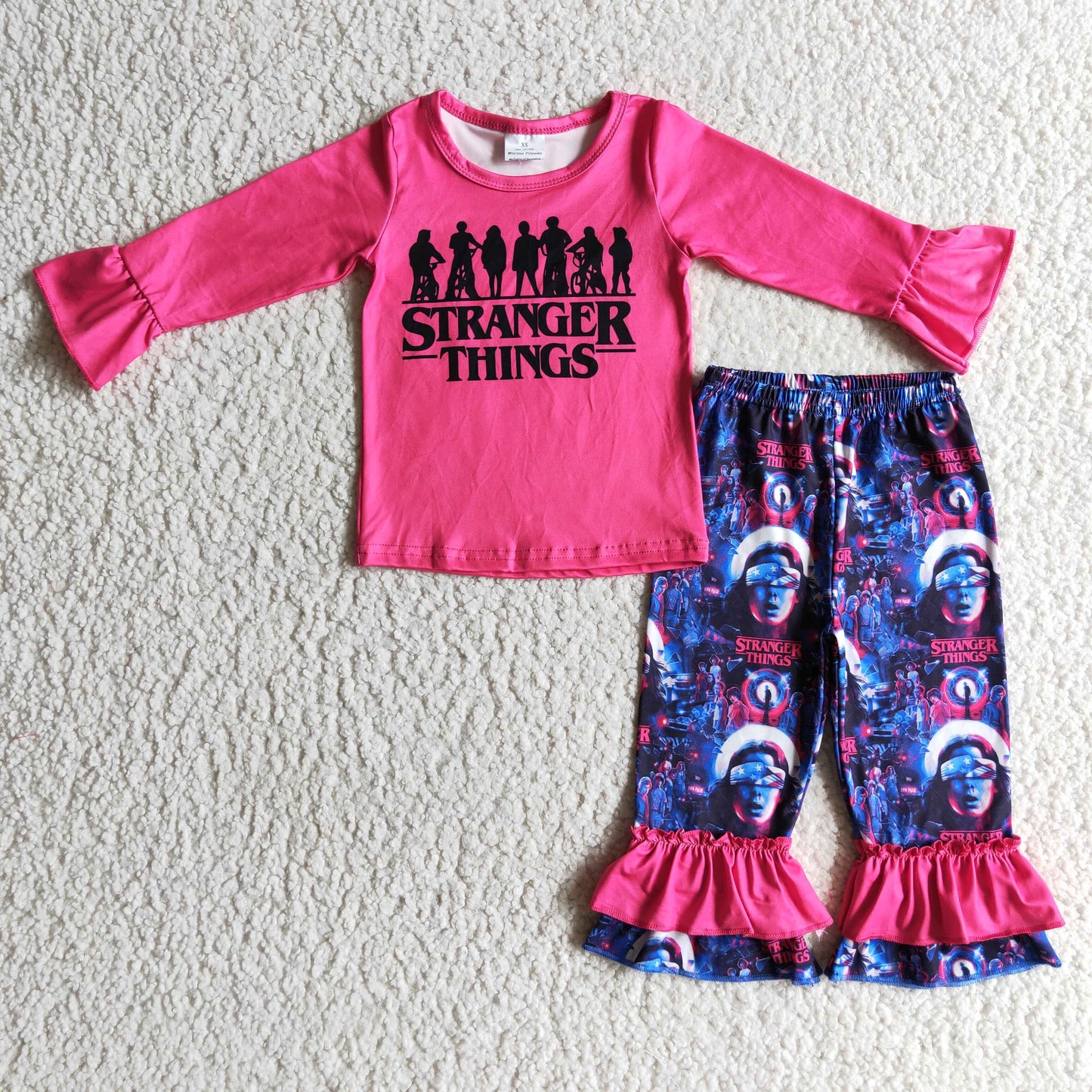 (Promotion)Girls long sleeve hot pink outfits   GLP0176