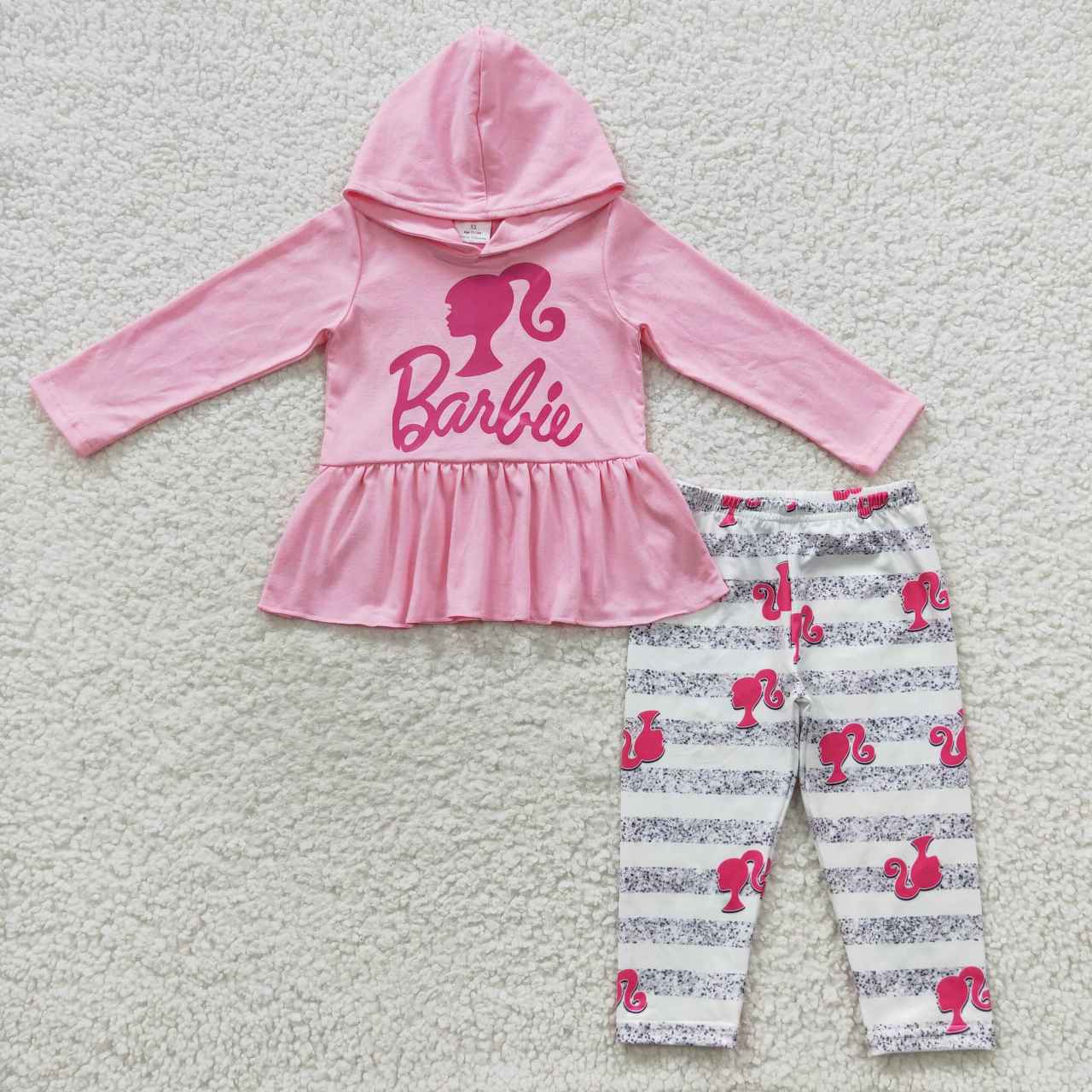 GLP0485 Pink BA long sleeve hoodie cotton top legging pants girls fall outfits