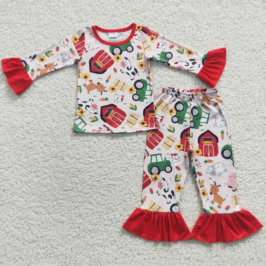 GLP0488 Farm design animals print girls pajamas