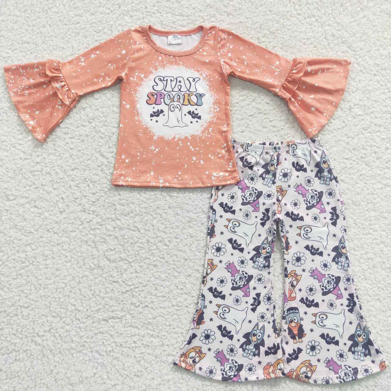 GLP0491 Stay spooky orange cartoon dog girls Halloween outfits