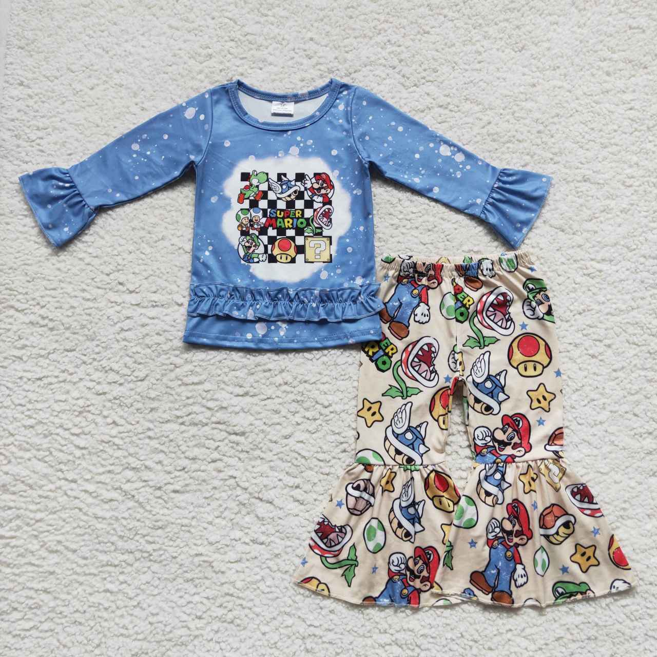 GLP0584 Super game design bell pants girls clothes set
