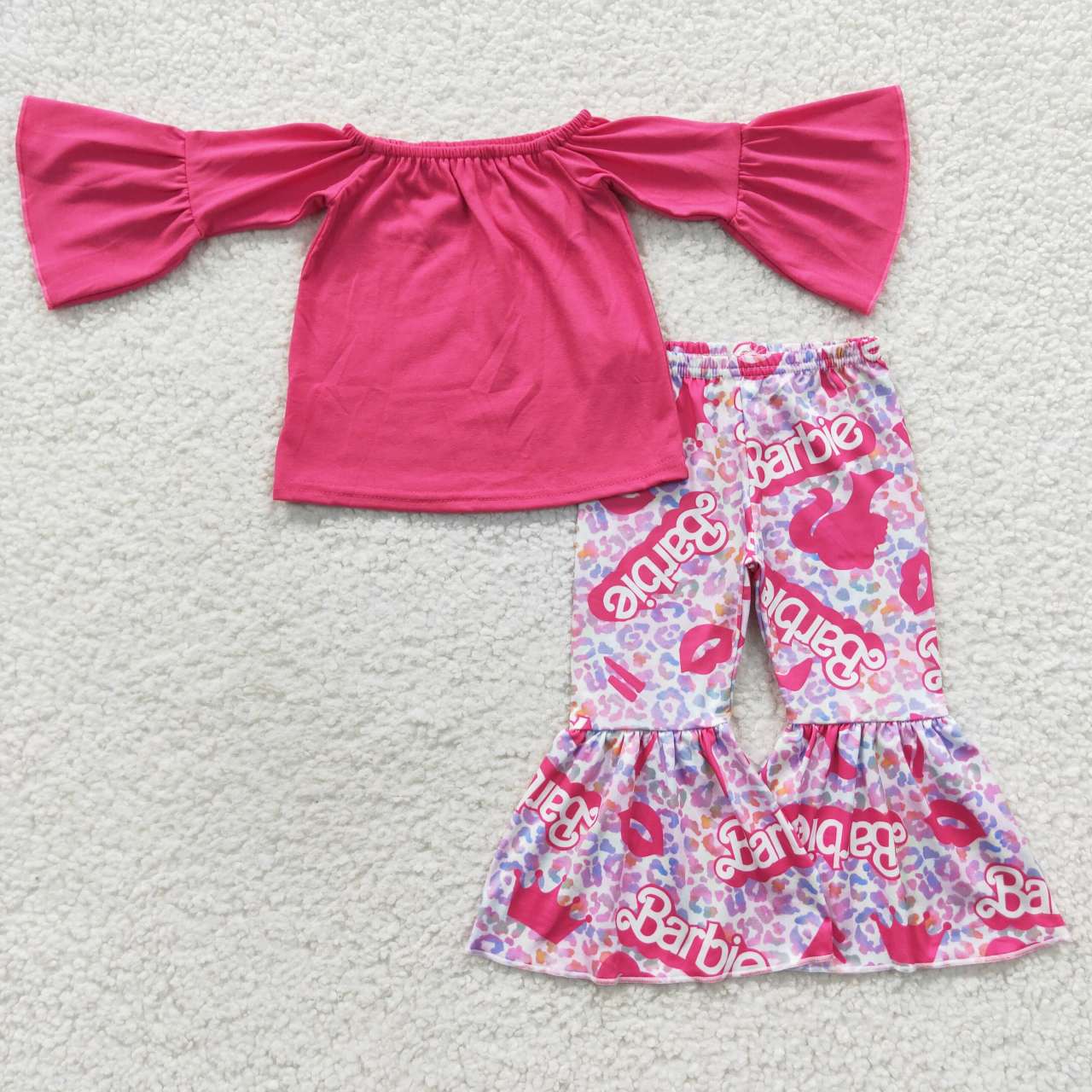 GLP0604 Hot pink BA bell pants girls clothes set