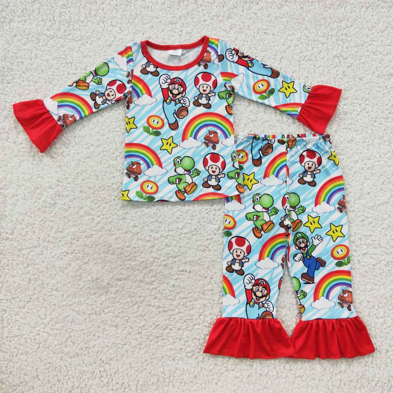 (Promotion)GLP0668 Super games print girls pajamas clothes set