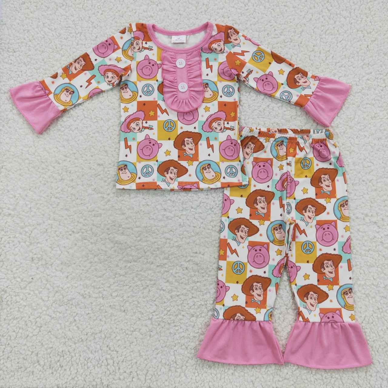 (Promotion)GLP0669 Toy cartoon print girls pajamas clothes set