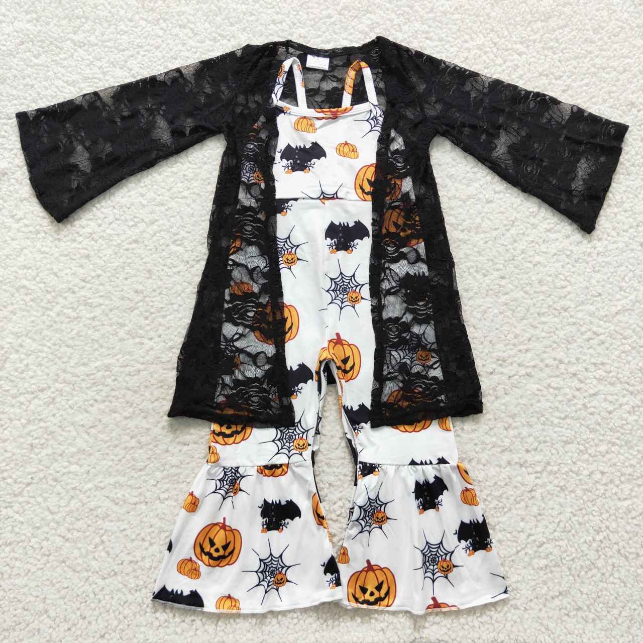 GLP0679 Baby girls black cardigan with Halloween jumpsuits kids clothes set