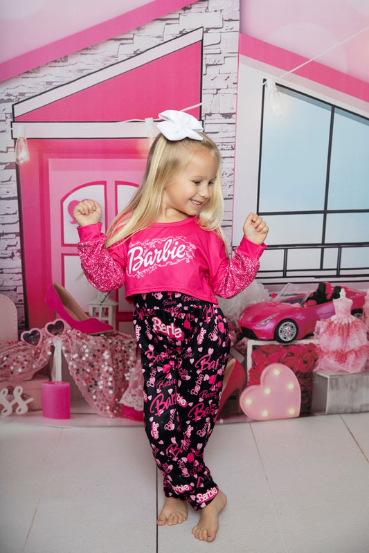GLP0685 Hot pink BA design girls fall jumpsuit