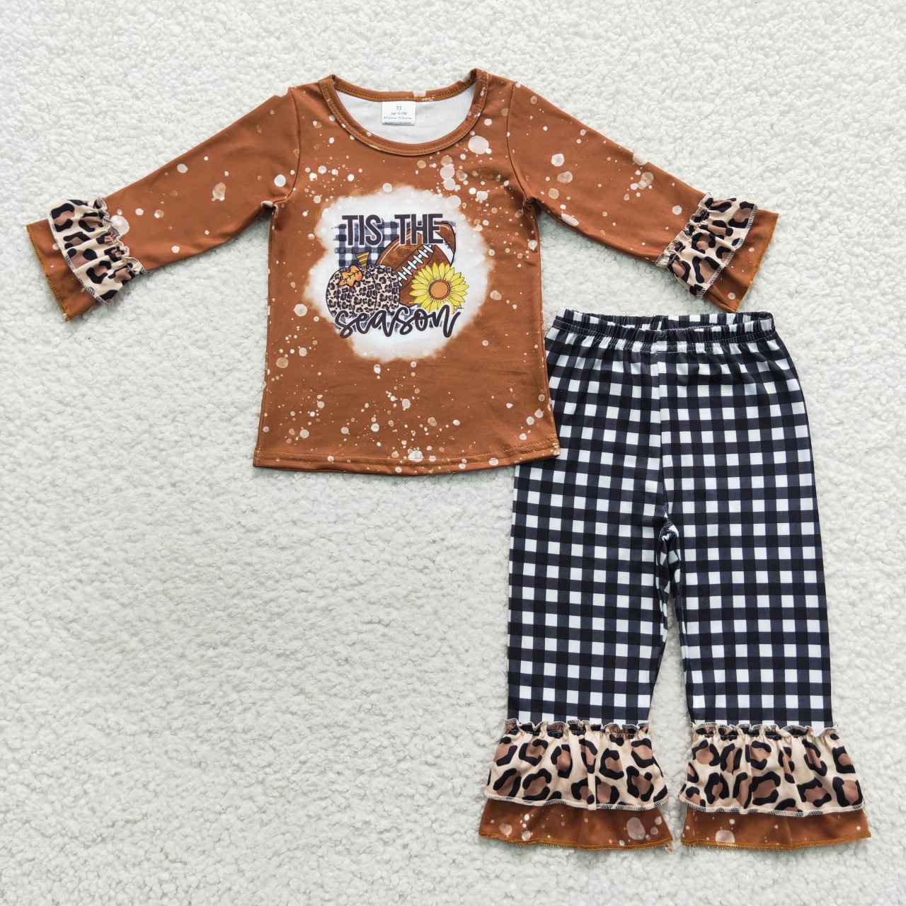 GLP0706 It's the season football and pumpkin print girls fall clothes set